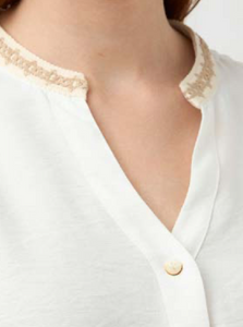 Tinta - Minu - Braided Collar Blouse - Cream