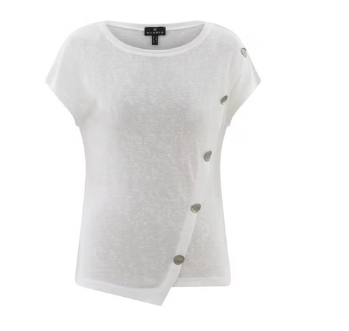 Marble - Button Tee Shirt - White - 7845