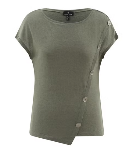 Marble - Buttoned Tee Shirt - Khaki - 7845