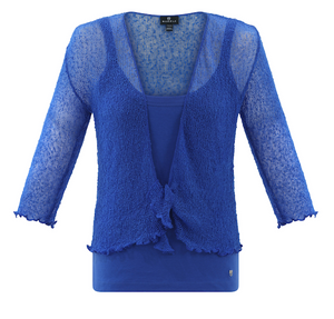 Marble - Tie Wrap Cardigan - Mid Blue - 1531