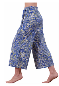 Marble - Wide Legged Trousers - Ditsy Print - Blue/Lime - 7943