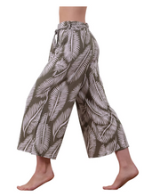 Load image into Gallery viewer, Marble - Wide Legged Trousers - Leaf Print - Khaki &amp; White  - 7942