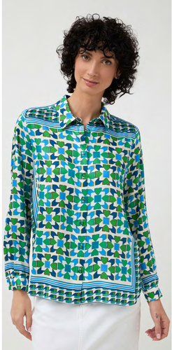 Bariloche - Moraira Shirt - Geometric print - Blue/Green