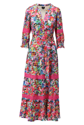 K Design - Boho Maxi Dress - Floral Pink Print