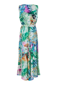 Tia - Floral Maxi Dress - Tropical Pink & Green