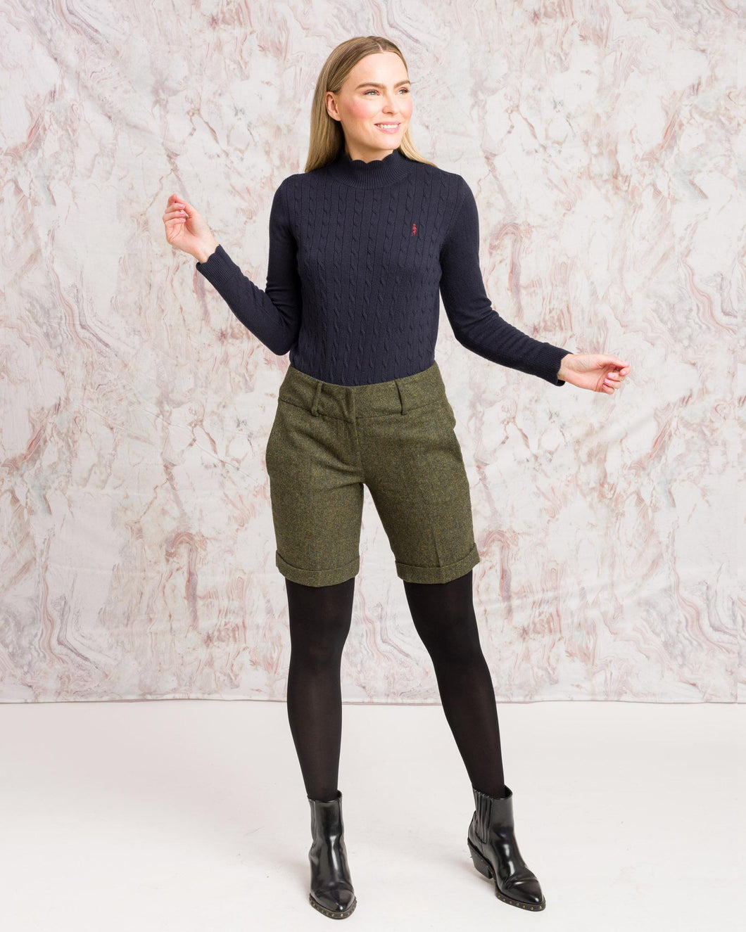 Jack Murphy Maggie Tweed Short - Moss Fleck