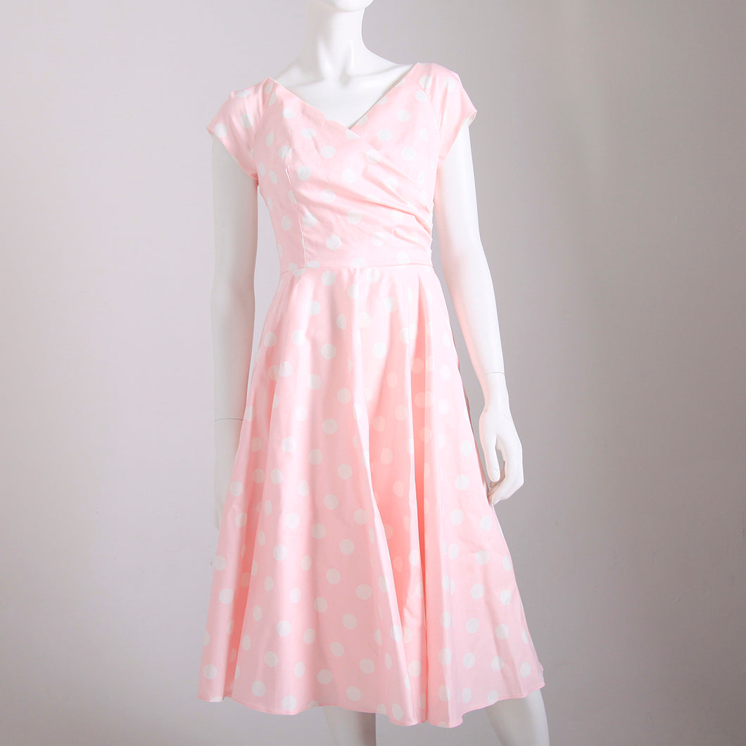 The Pretty Dress Company Hourglass Polka Dot Swing Dress - Pink